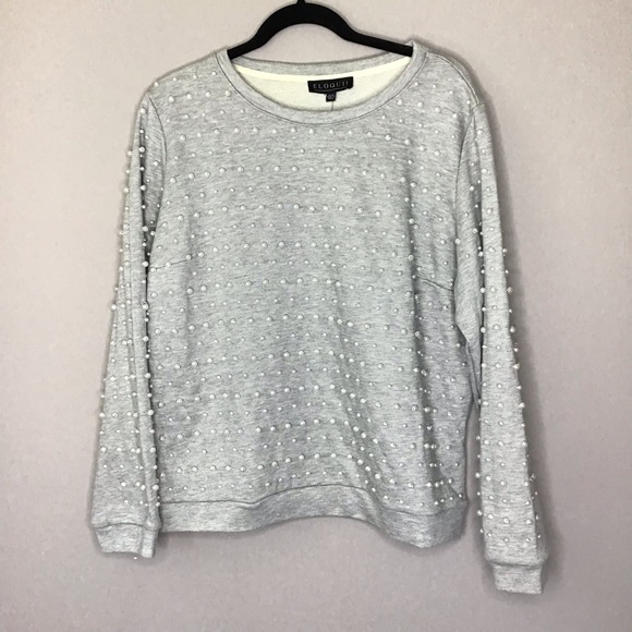 Eloquii Tops - Eloquii Pearl Emblished sweatshirt NWT